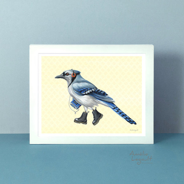 Blue Jay - Bird painting - Blue and black bird - Bird print - bird art -  Bluejay painting - Open edition print