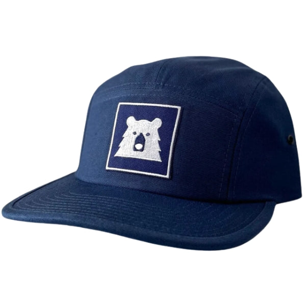 Adult 5 Panel Hat - Navy with Navy Framed Bear