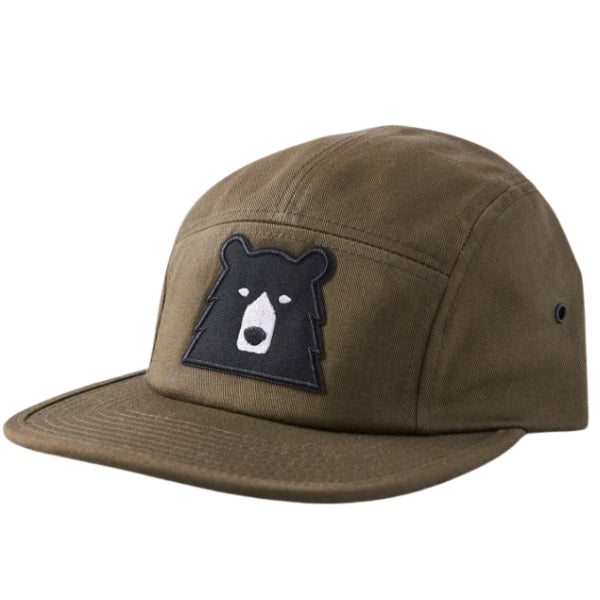 Adult 5 Panel Hat - Olive with Black Bear