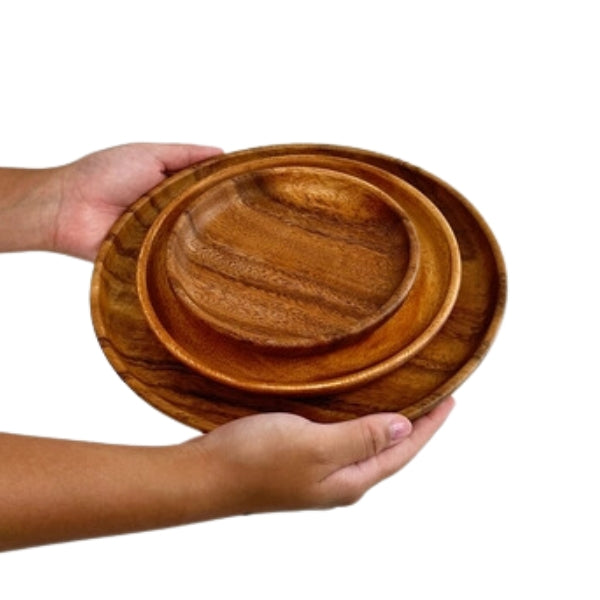 Assiettes en bois d'acacia