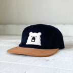 Adult 5 Panel Cord Hat - Dark Navy with Polar Bear