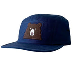 Adult 5 Panel Hat - Navy with Brown Bear