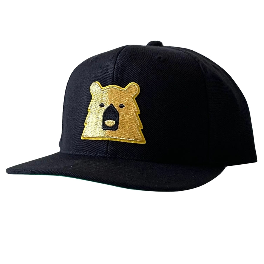 Adult Snapback Hat - Black w/Sparkle Bear