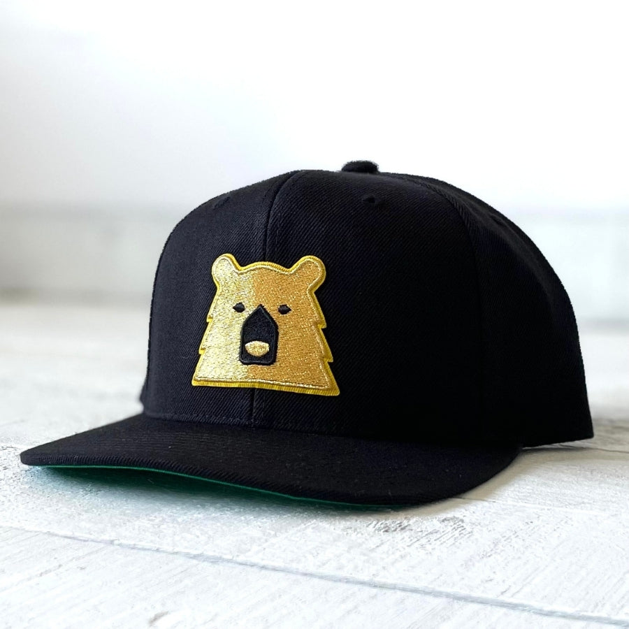 Adult Snapback Hat - Black w/Sparkle Bear