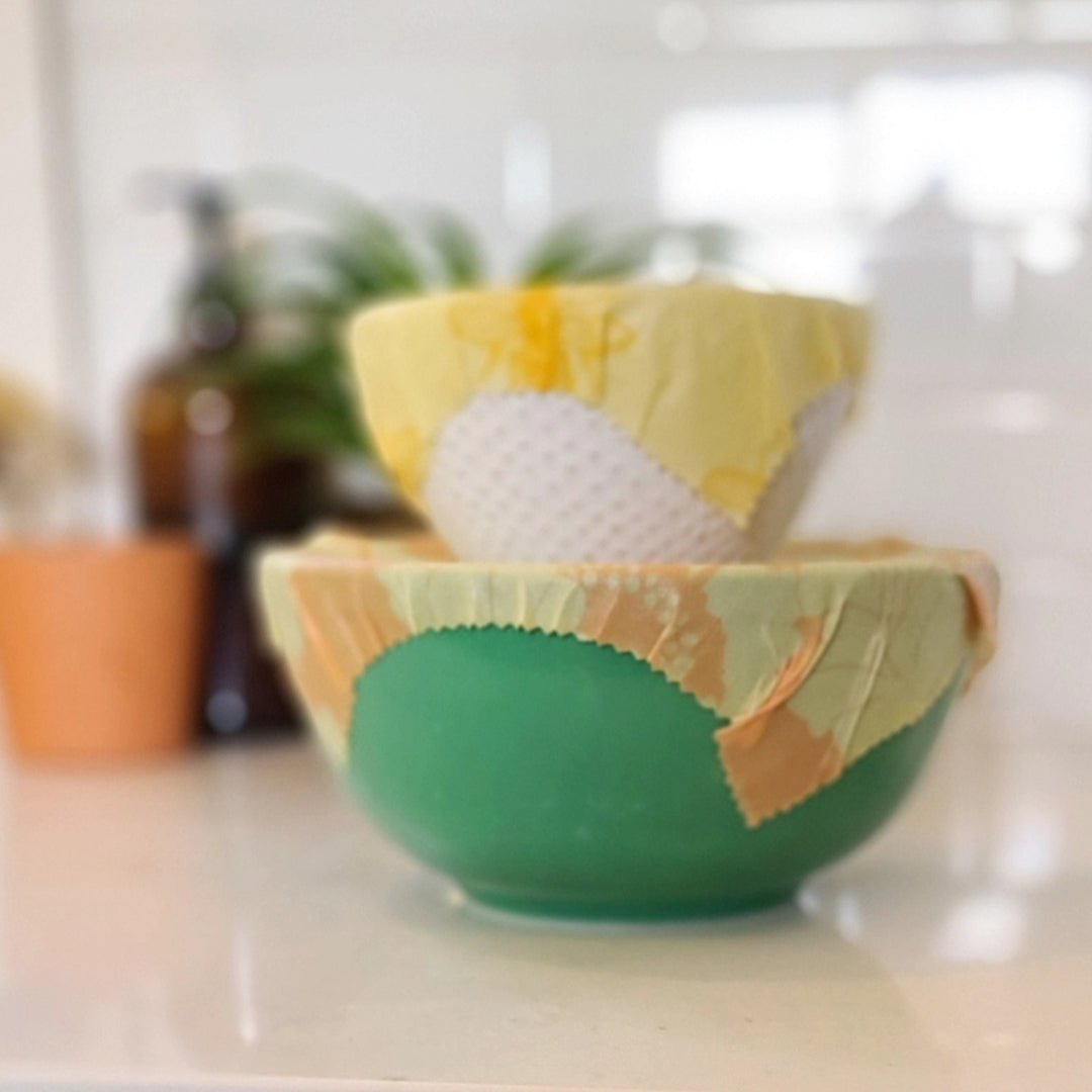 Emballage alimentaire à la cire d'abeille, lot de 3 - (D) Attention à vos abeilles