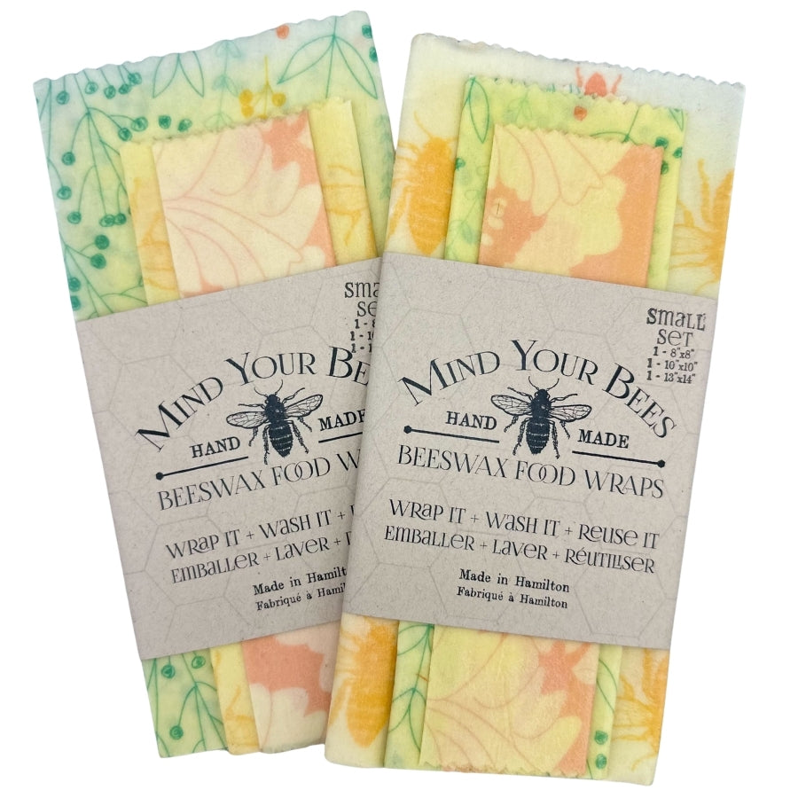 Emballage alimentaire à la cire d'abeille, lot de 3 - (D) Attention à vos abeilles