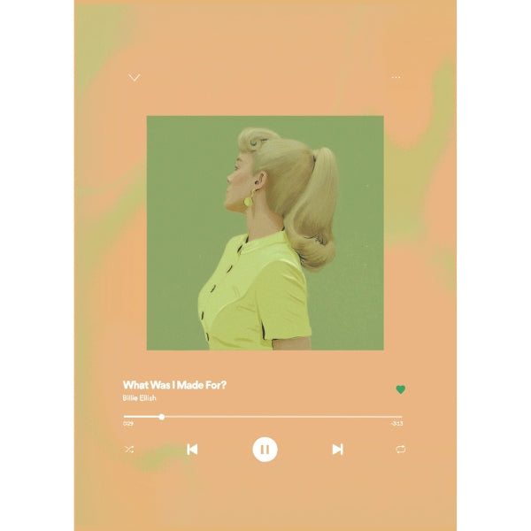 Impression d'art de chanson : Billie Eilish What Was I Made For? (5" x 7")
