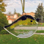 Suncatcher en verre fondu - Oiseau vert/jaune
