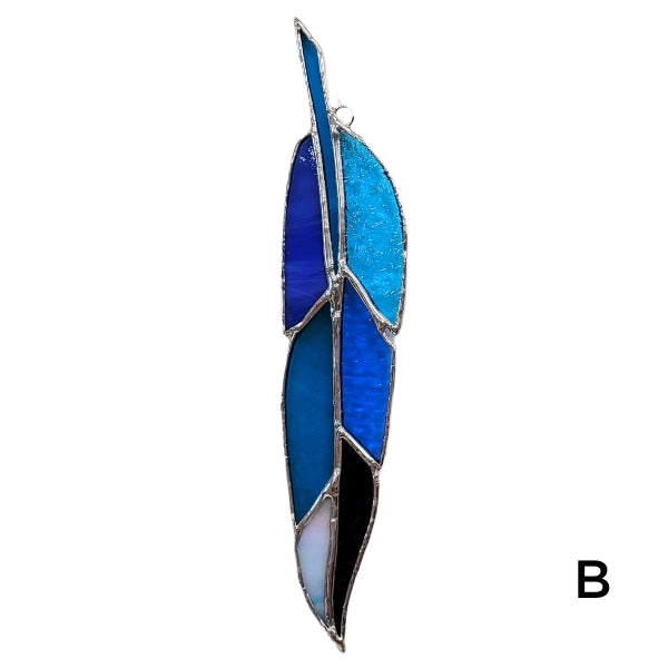 Stained Glass Feather Blue By Seven Stained Glass At Maker House Co