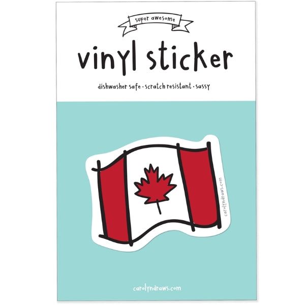 Canada Flag Vinyl Sticker by Carolyn Draws at Maker House Co.