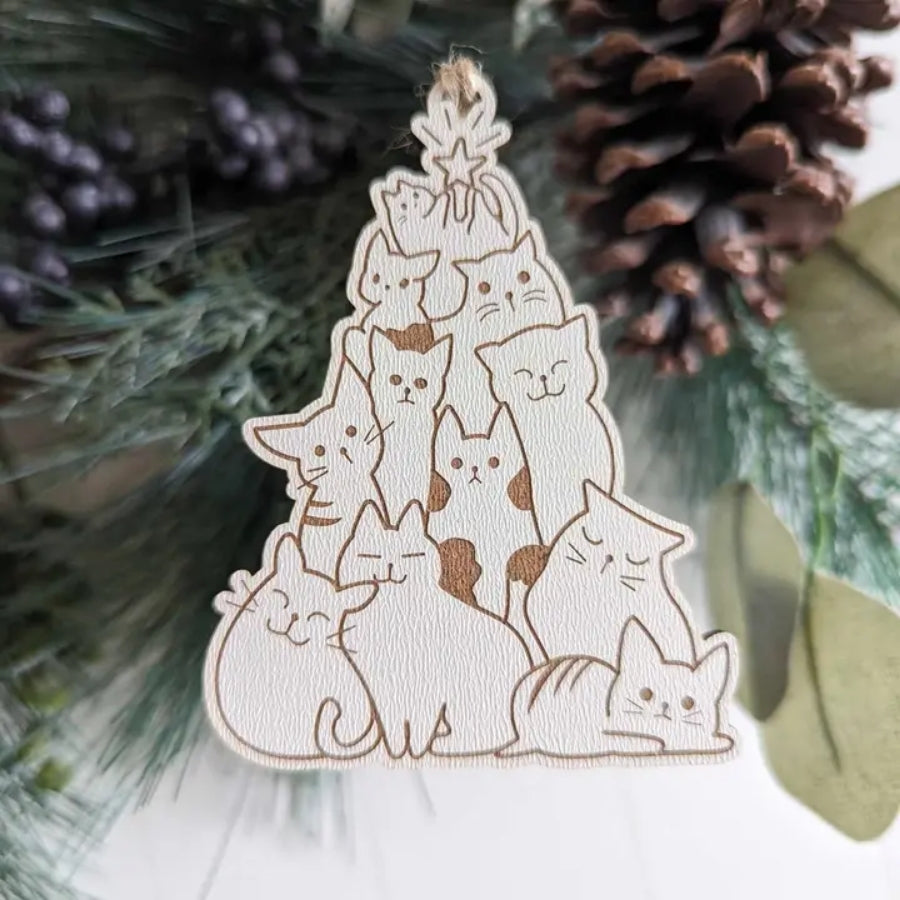 Cat Tree Wood Ornament