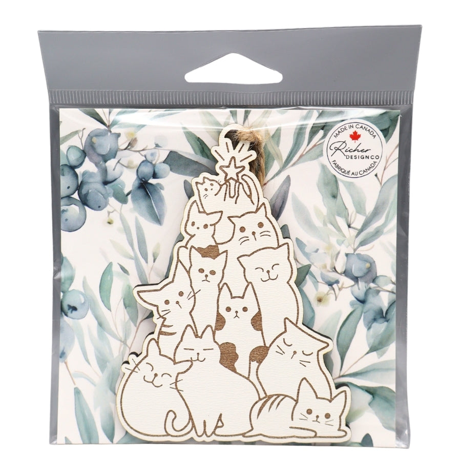 Cat Tree Wood Ornament