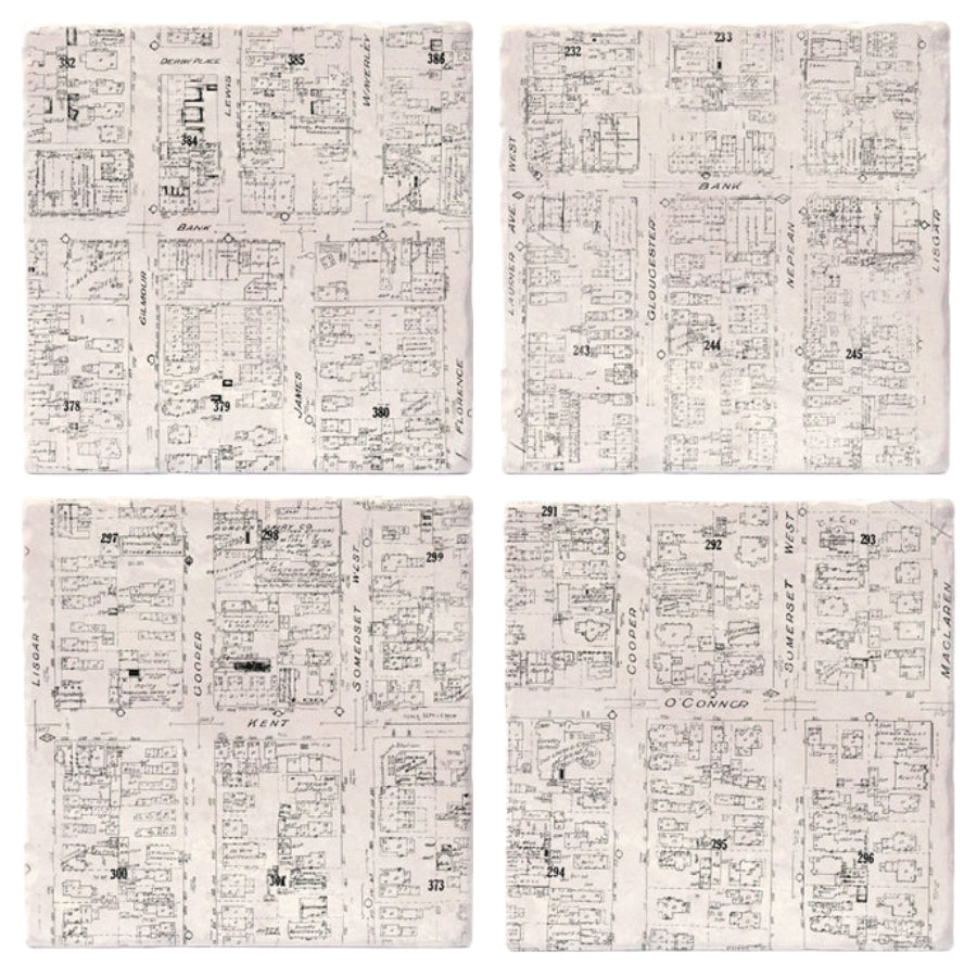 Sous-verres du quartier du centre-ville