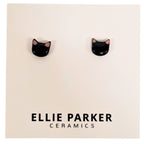 Ceramic Stud Earrings - Black Cats