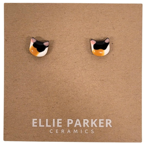 Ceramic Stud Earrings - Calico Cats