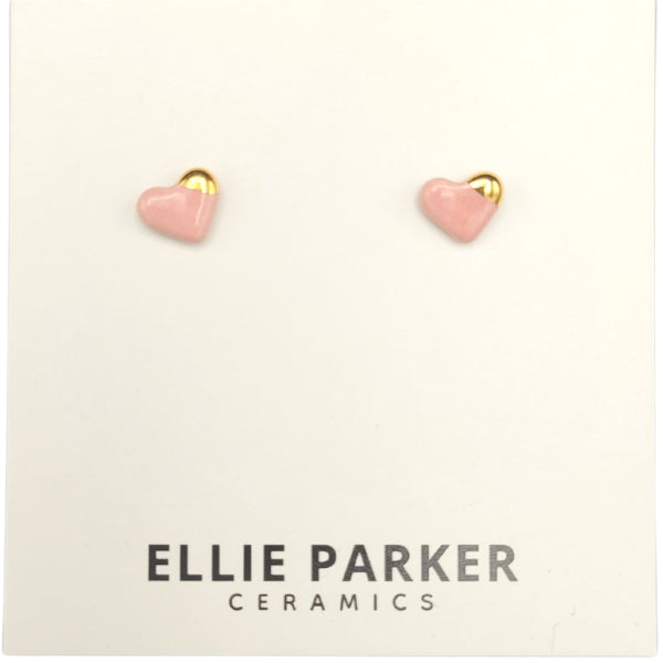 Ceramic Stud Earrings Pink Hearts by Ellie Parker Ceramics at Maker House Co.