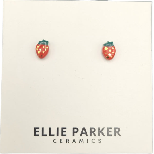 Ceramic Stud Earrings - Strawberries