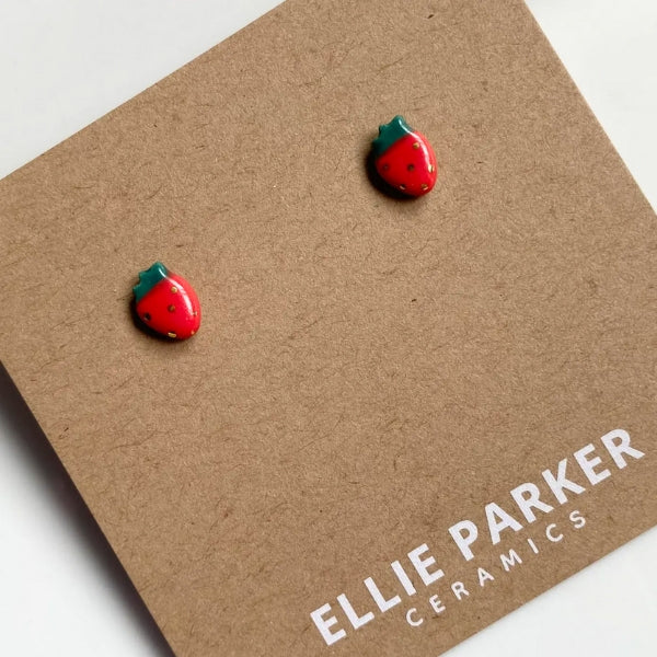 Ceramic Stud Earrings - Strawberries