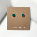 Ceramic Stud Earrings - Teal Squares