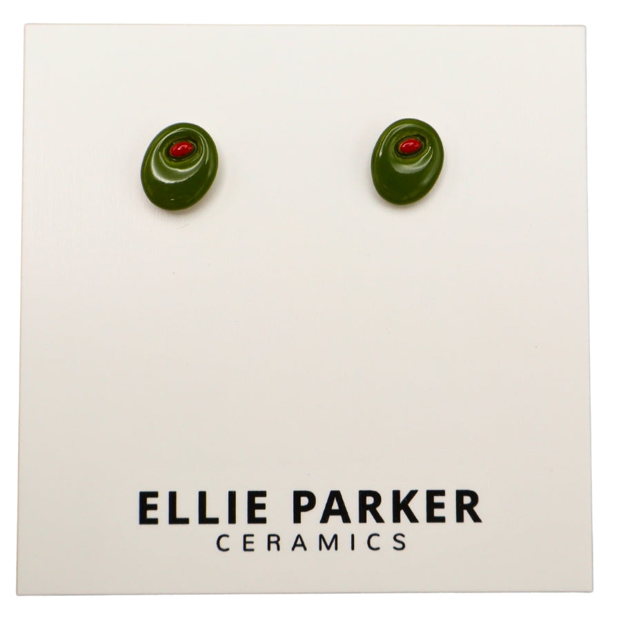 Ceramic Stud Earrings - Olives