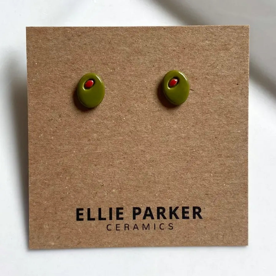 Ceramic Stud Earrings - Olives