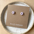 Ceramic Stud Earrings - Lilac Flowers