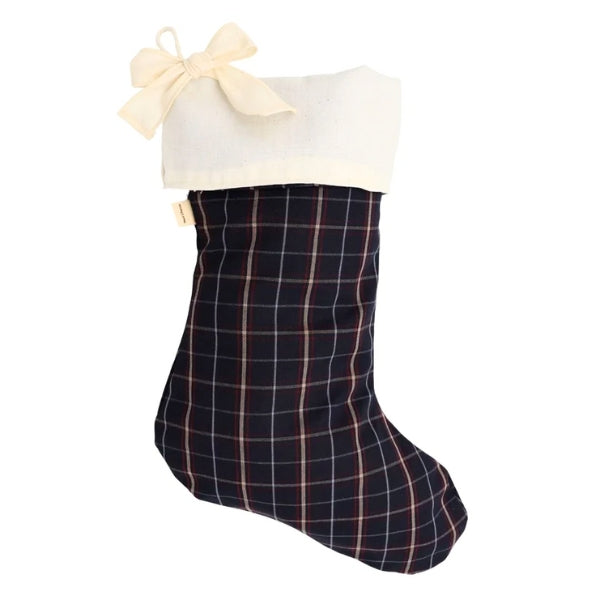 Christmas Stocking - Navy Blue/Burgundy Plaid