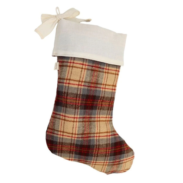 Christmas Stocking - Red/Beige/Gray Tartan