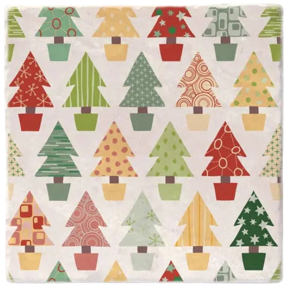 Christmas Tree Wrapping Paper Coaster