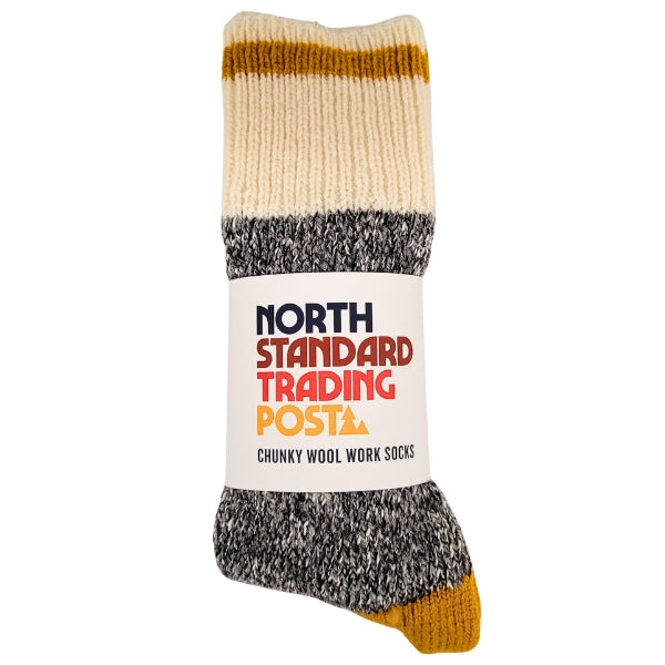 Chunky Wool Work Socks (Charcoal/Mustard)