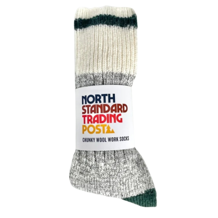 Chunky Wool Work Socks (Grey Marl/Dark Olive)