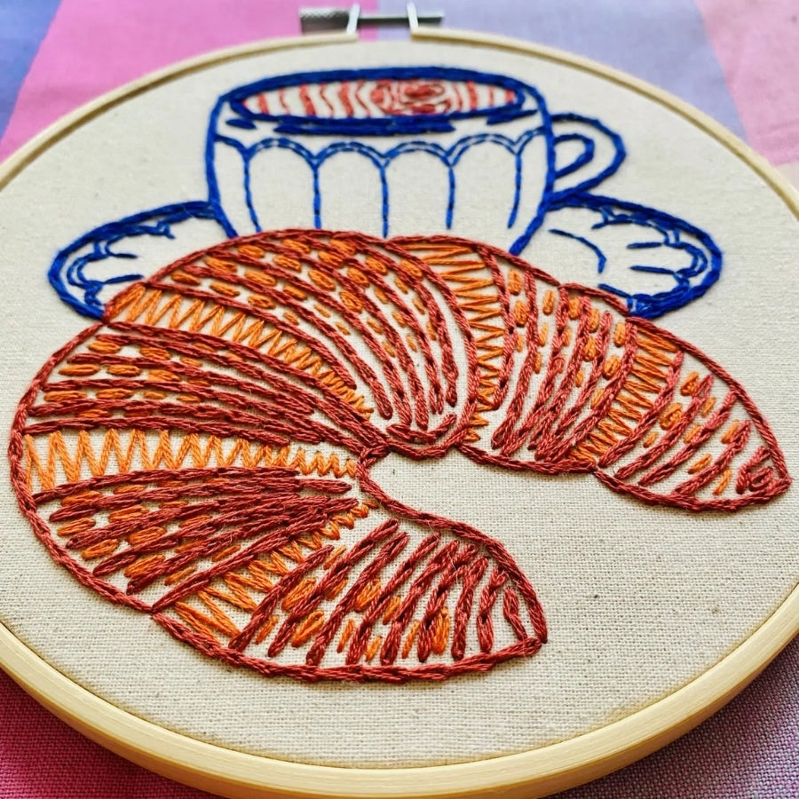 Croissant Embroidery DIY Kit