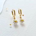 Daisy Flower Gold Hoops