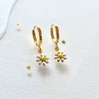 Daisy Flower Gold Hoops