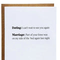 Dating Vs Marriage Love Card