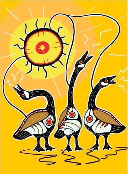 Defiance Geese, artwork by Justin Kewaquado (Kewii's Art)