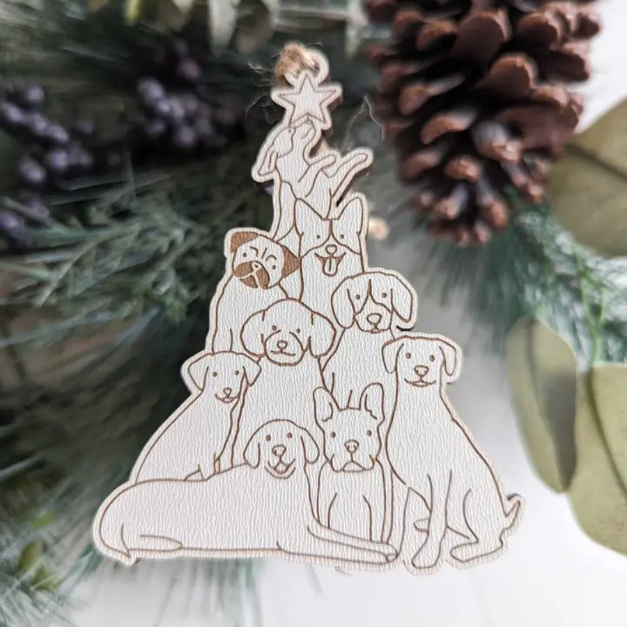 Dog Tree Wood Ornament