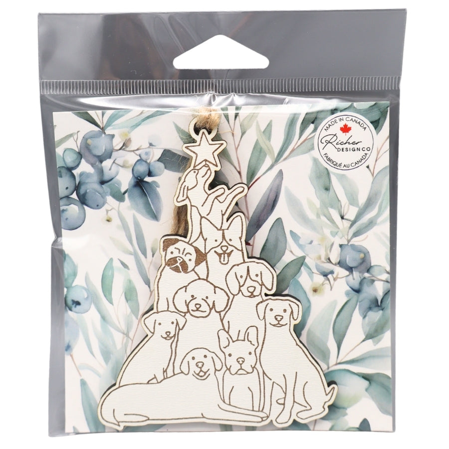 Dog Tree Wood Ornament