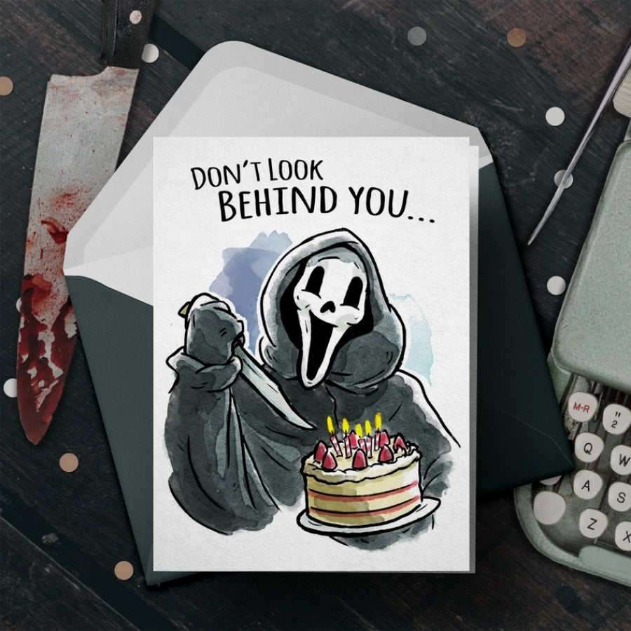 Don't Look Mask Killer Birthday Card