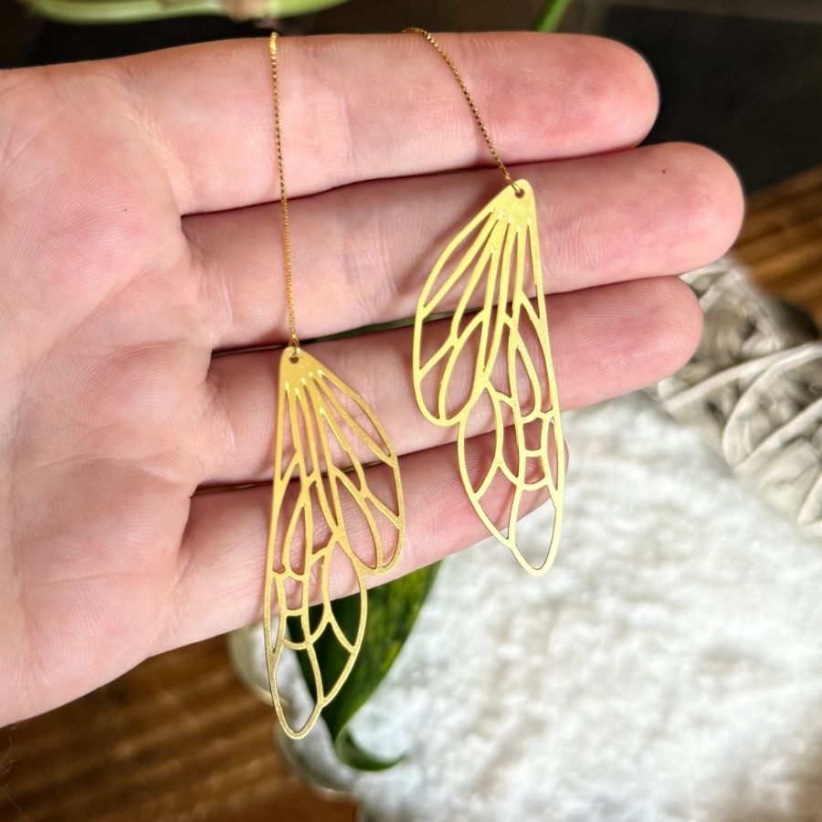 Boucles d'oreilles pendantes Aile de libellule