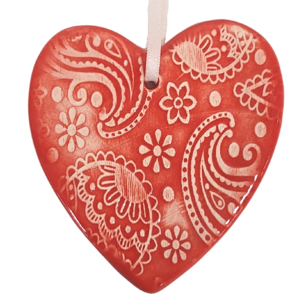 Textured Heart Ceramic Ornament by Owl Pottery Studio at Maker House Co.