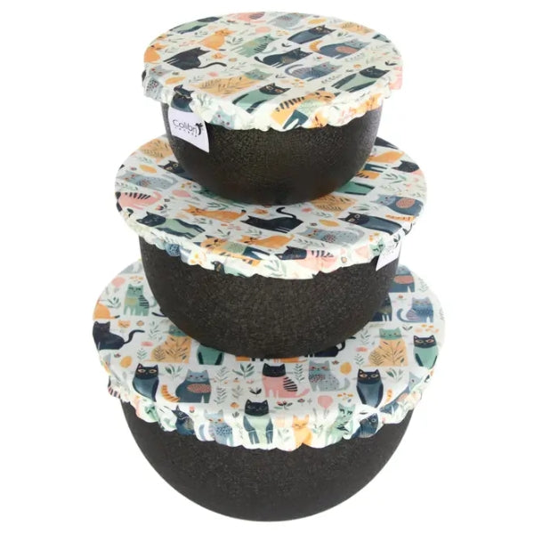 Fabric Bowl Cover Set/3 - Cats