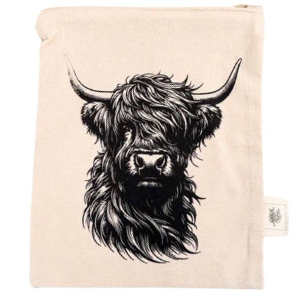 Reusable Fabric Produce/Gift Bag - Highland Cow