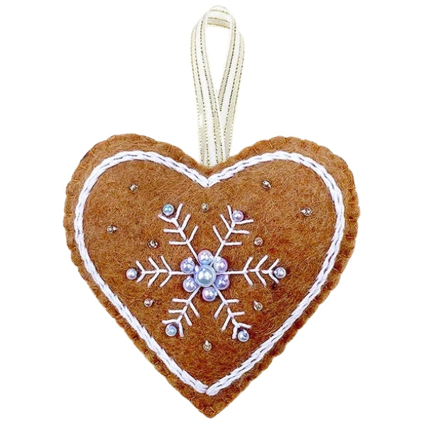 Felt Gingerbread Cookie Ornament - Heart