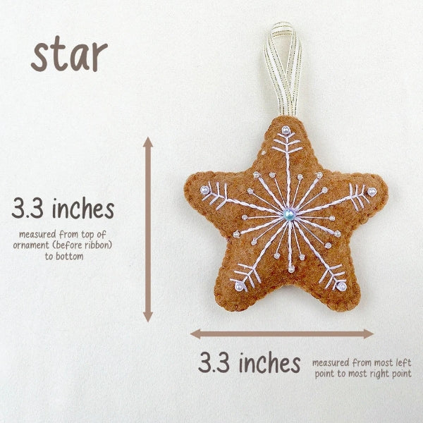 Felt Gingerbread Cookie Ornament - Star