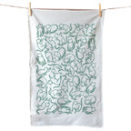 Floating Cats Tea Towel - Forest Green