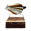 Fused Glass Bird On Wood - Orange/Teal