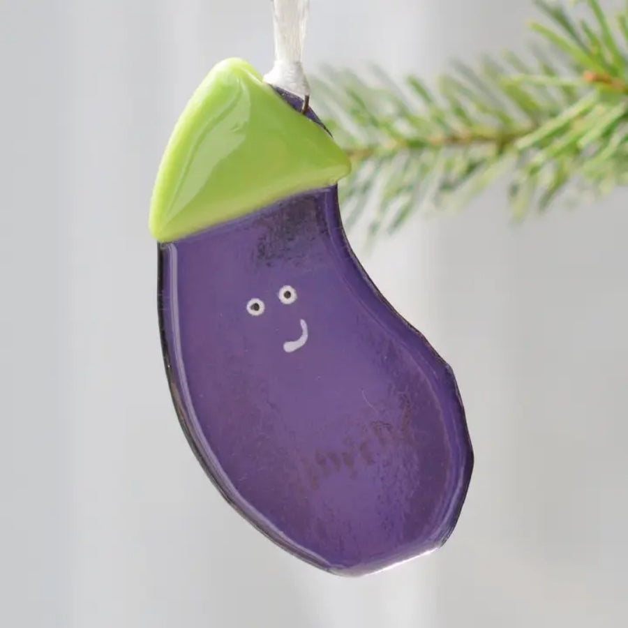 Fused Glass Ornament - Eggplant