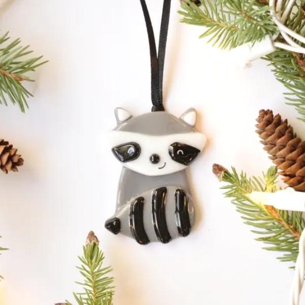 Fused Glass Ornament - Raccoon