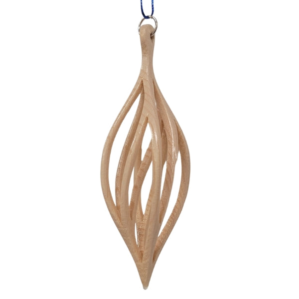 Handcut Spiral Wood Ornament